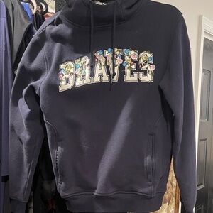 Embroidery Navy Atlanta Braves Hoodie